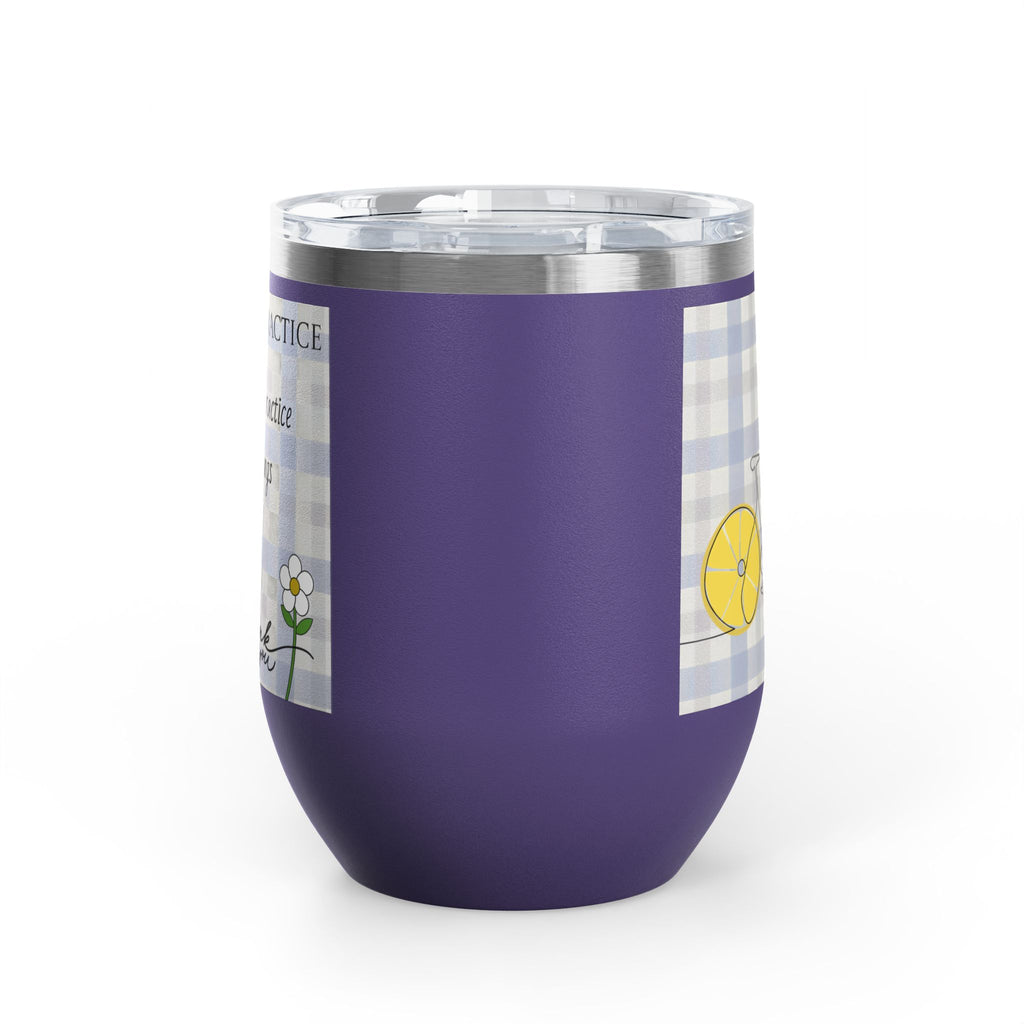 Gratitude Practice Wine Tumbler — 12oz Insulated Stainless Steel Cup ("Gratitude is a practice, name 3 good things everyday")