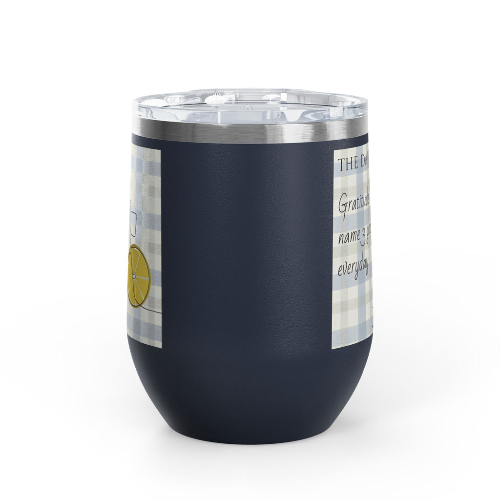 Gratitude Practice Wine Tumbler — 12oz Insulated Stainless Steel Cup ("Gratitude is a practice, name 3 good things everyday")