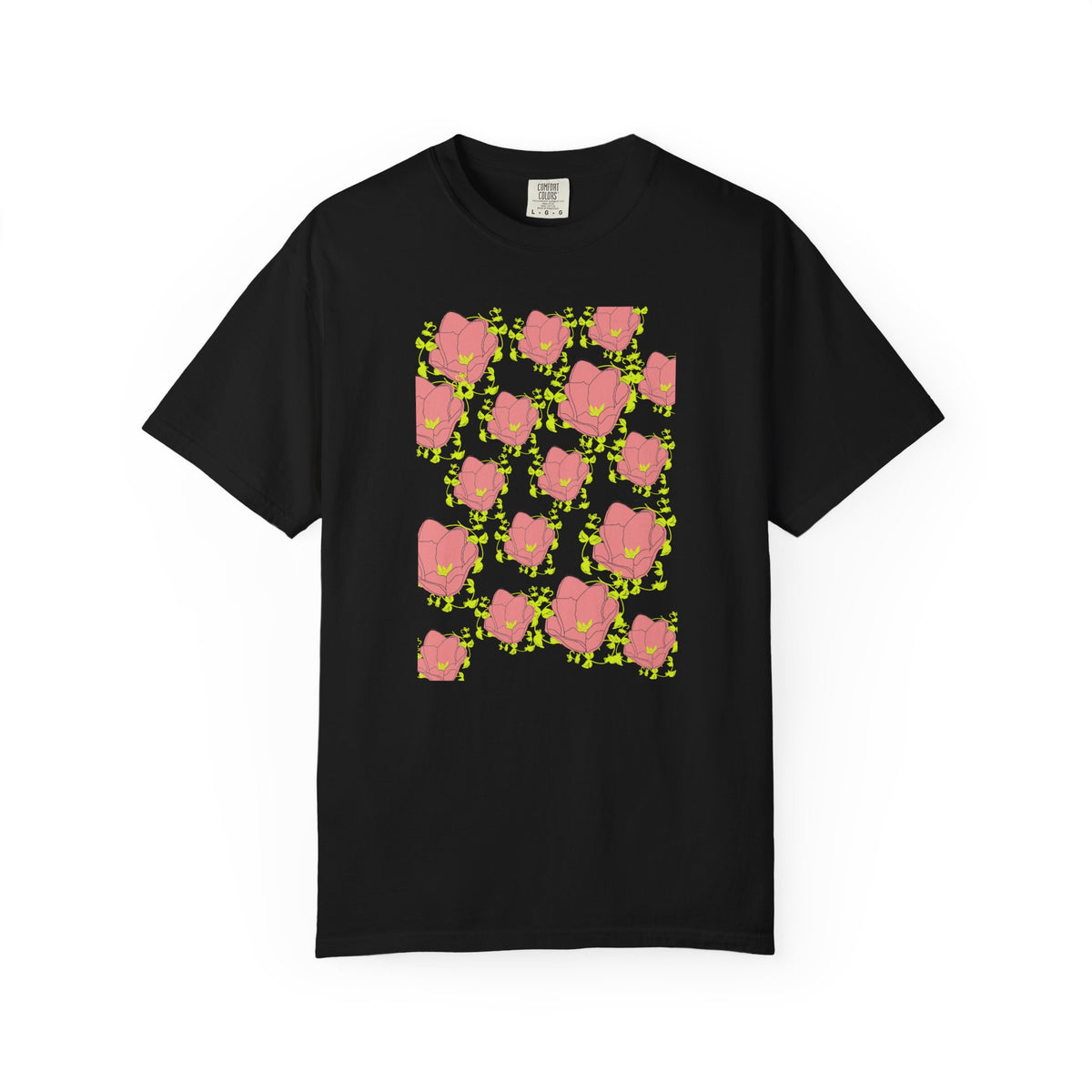 Floral Pop Pattern T-Shirt — Pink Poppy Repeat Graphic Tee