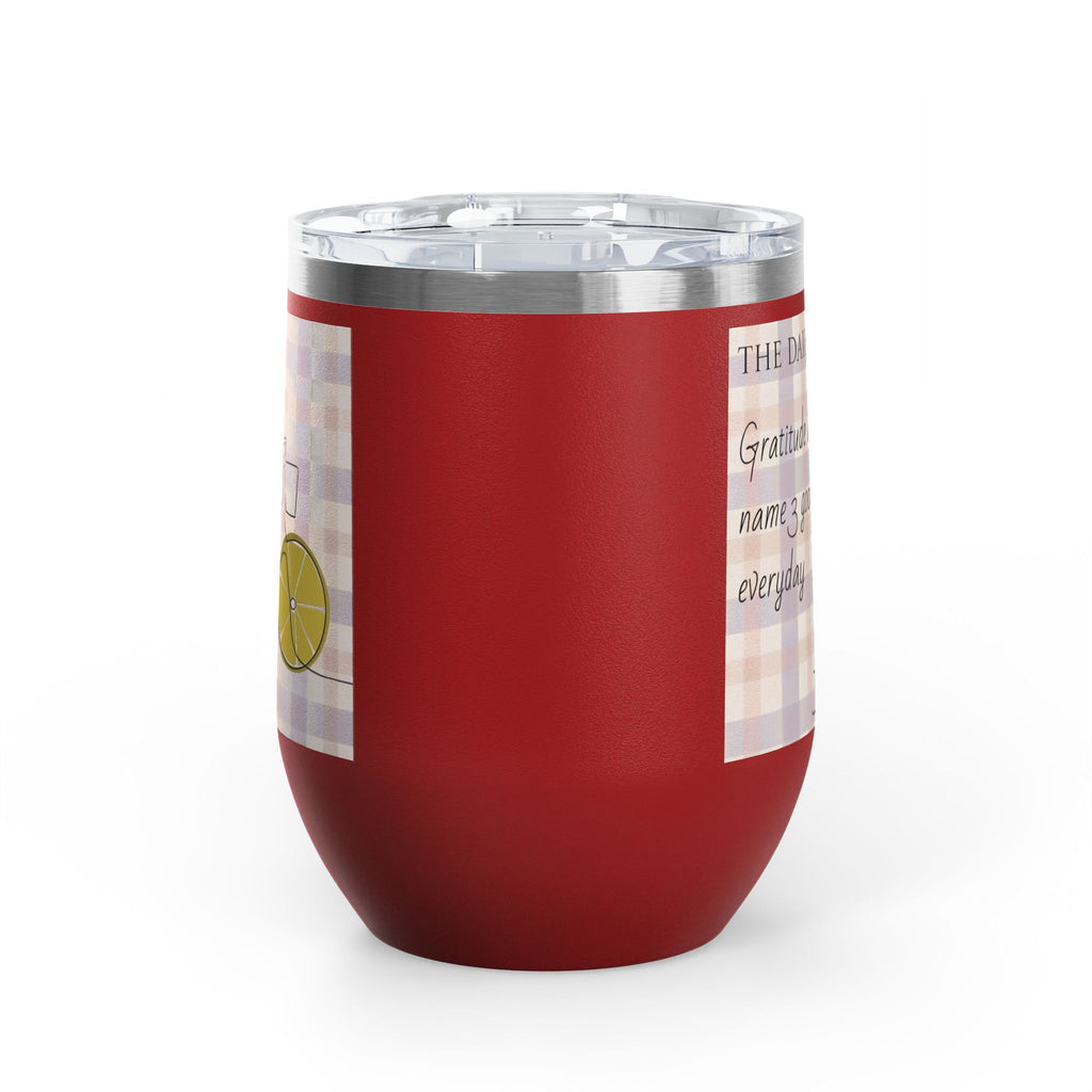 Gratitude Practice Wine Tumbler — 12oz Insulated Stainless Steel Cup ("Gratitude is a practice, name 3 good things everyday")