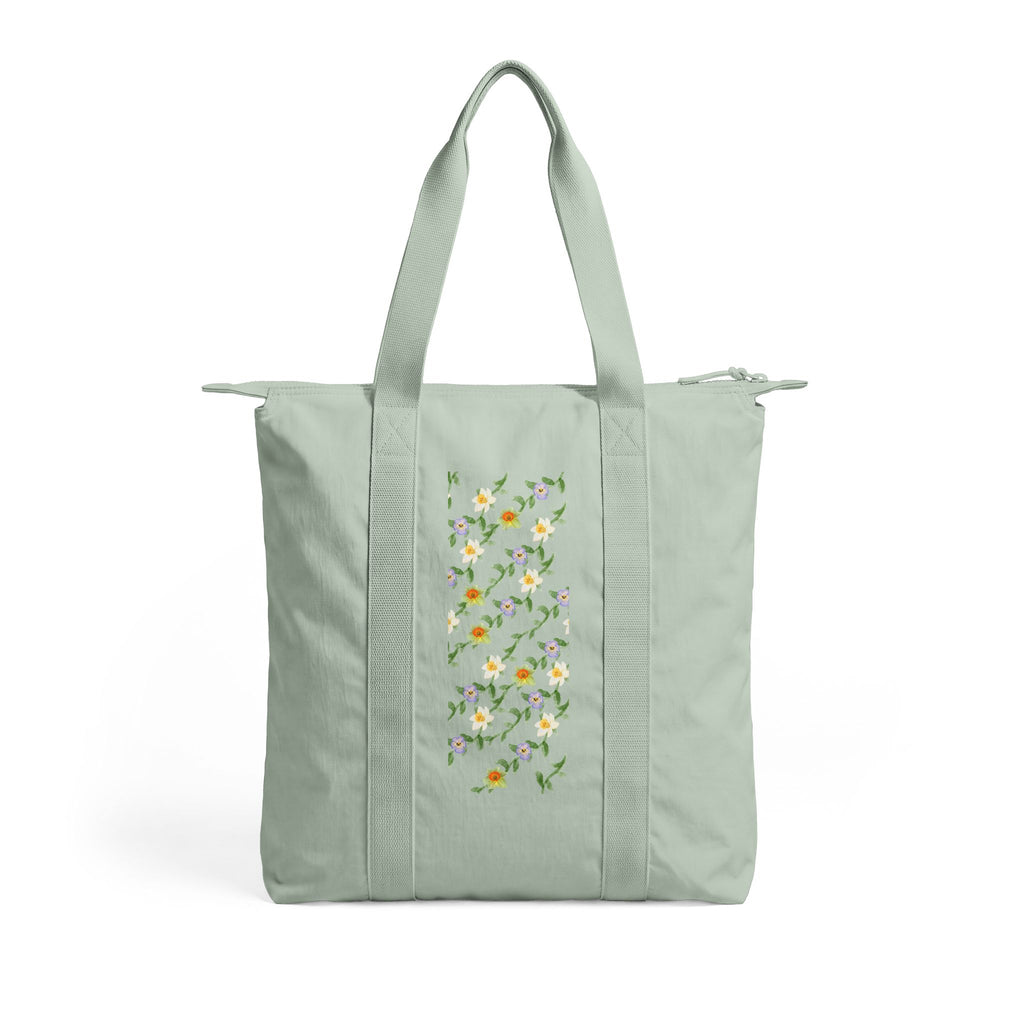 Tote Bag — Vertical Daffodil Floral Print Nomad Carry-All