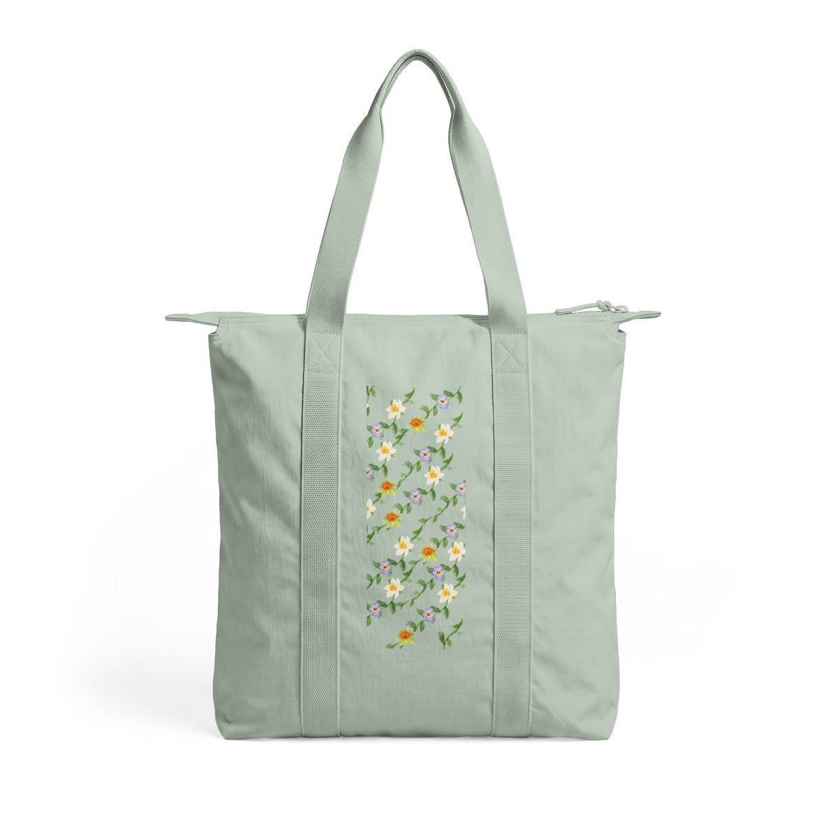 Tote Bag — Vertical Daffodil Floral Print Nomad Carry-All