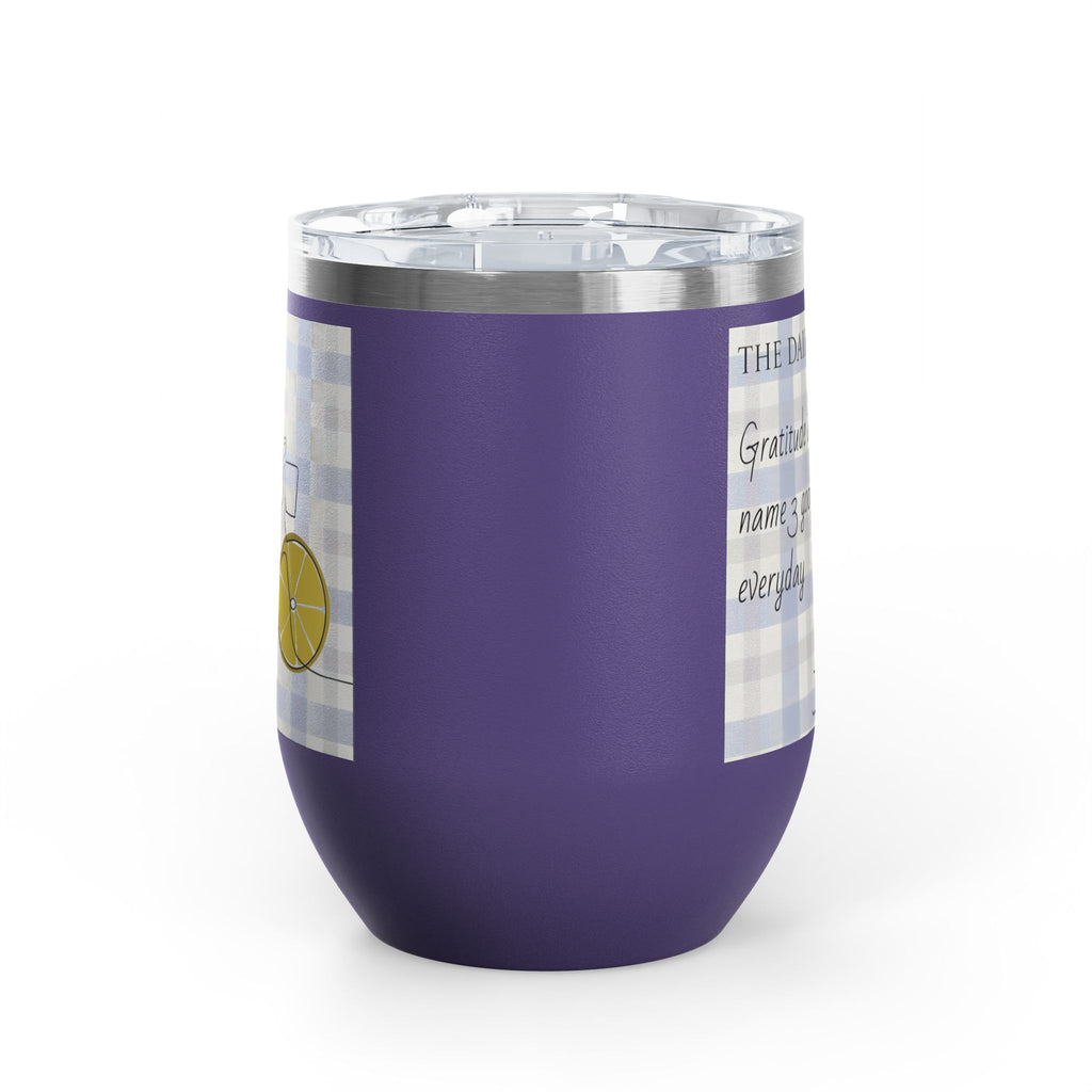 Gratitude Practice Wine Tumbler — 12oz Insulated Stainless Steel Cup ("Gratitude is a practice, name 3 good things everyday")