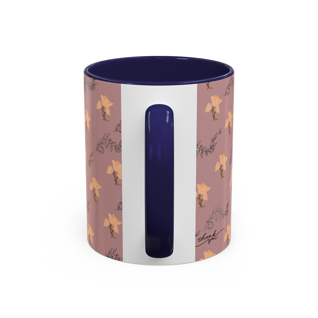 Pink Floral Accent Coffee Mug — Retro Bloom Pattern (11/15oz)