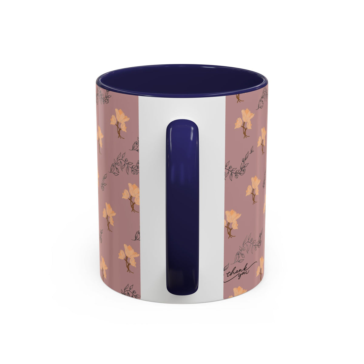 Pink Floral Accent Coffee Mug — Retro Bloom Pattern (11/15oz)