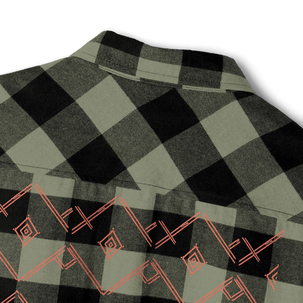 Plaid Flannel Shirt with Geometric Patchwork Back