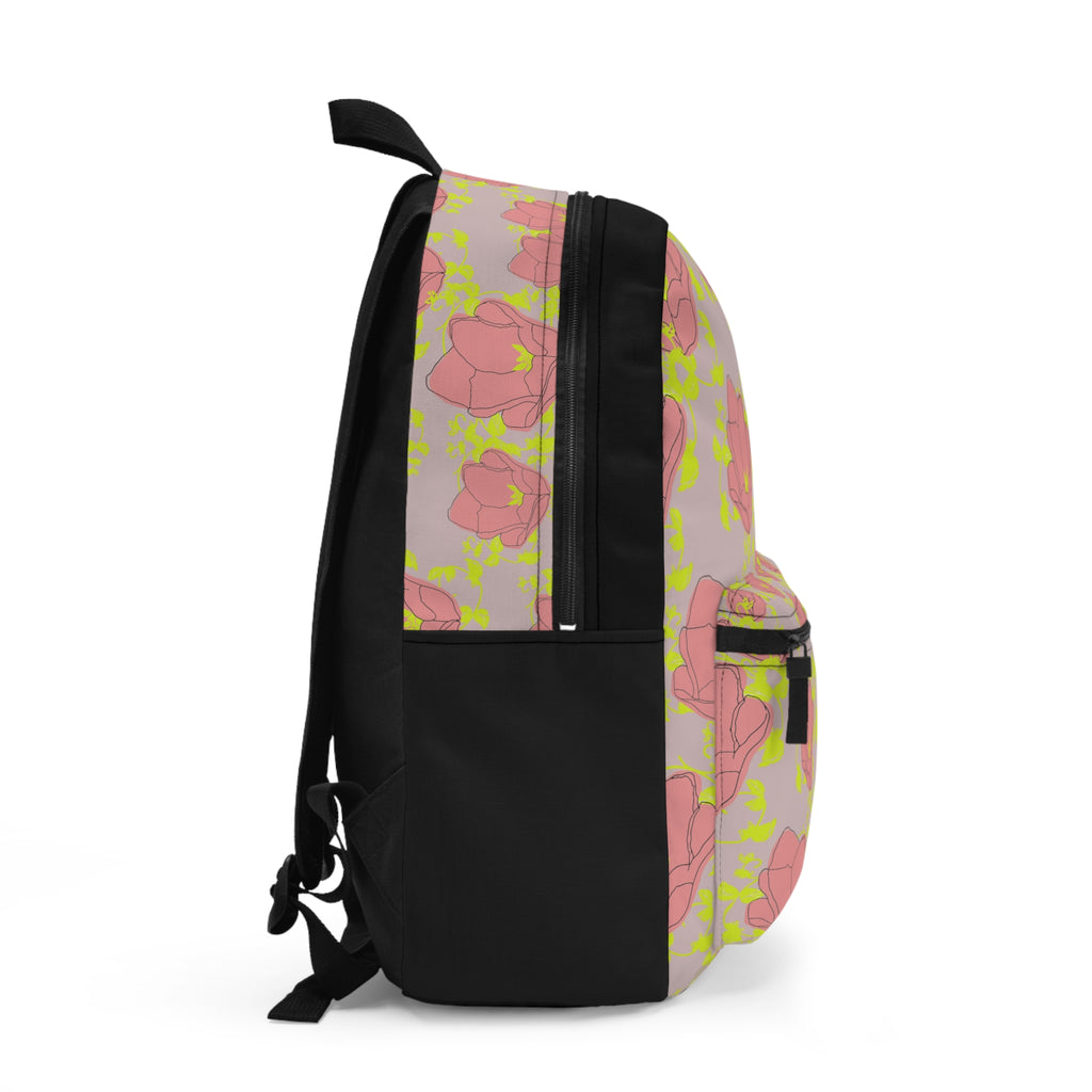 Floral 'Thank You' Backpack – Pink Tulip Pattern, Cute Spring Daypack