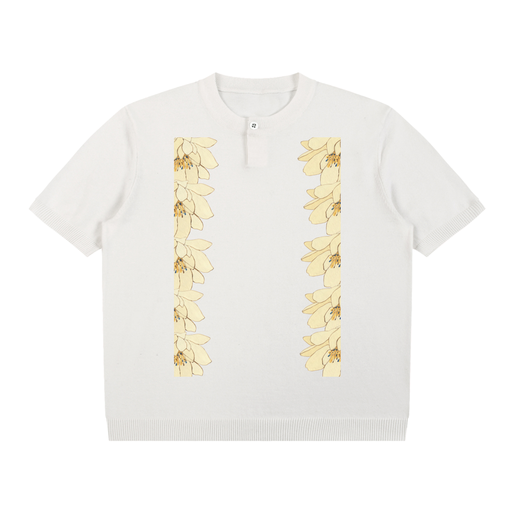 Cotton Knit Short Sleeve Henley T-Shirt