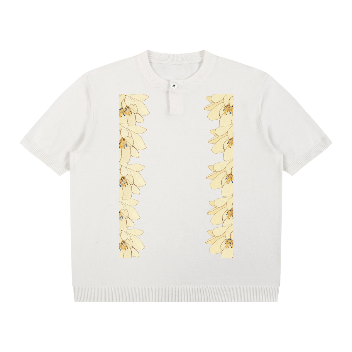 Cotton Knit Short Sleeve Henley T-Shirt