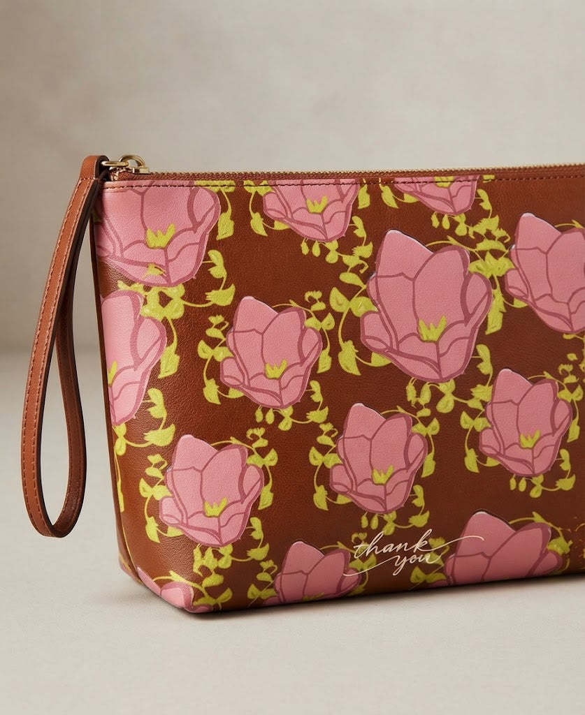 Floral Leather Toiletry Bag — Pink Rose Travel Dopp Kit