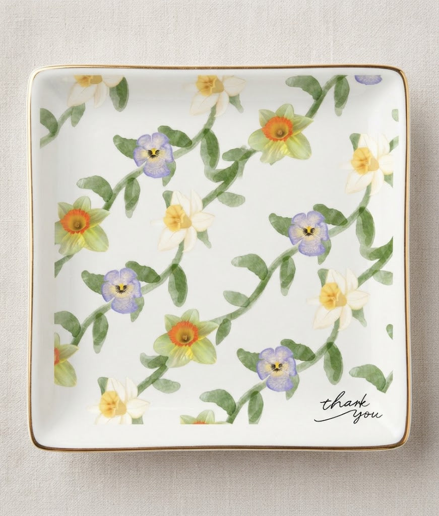 Floral Daffodil Ceramic Trinket Tray