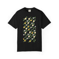 Floral Vine Pattern T-Shirt — Yellow & Purple Blossom Graphic Tee