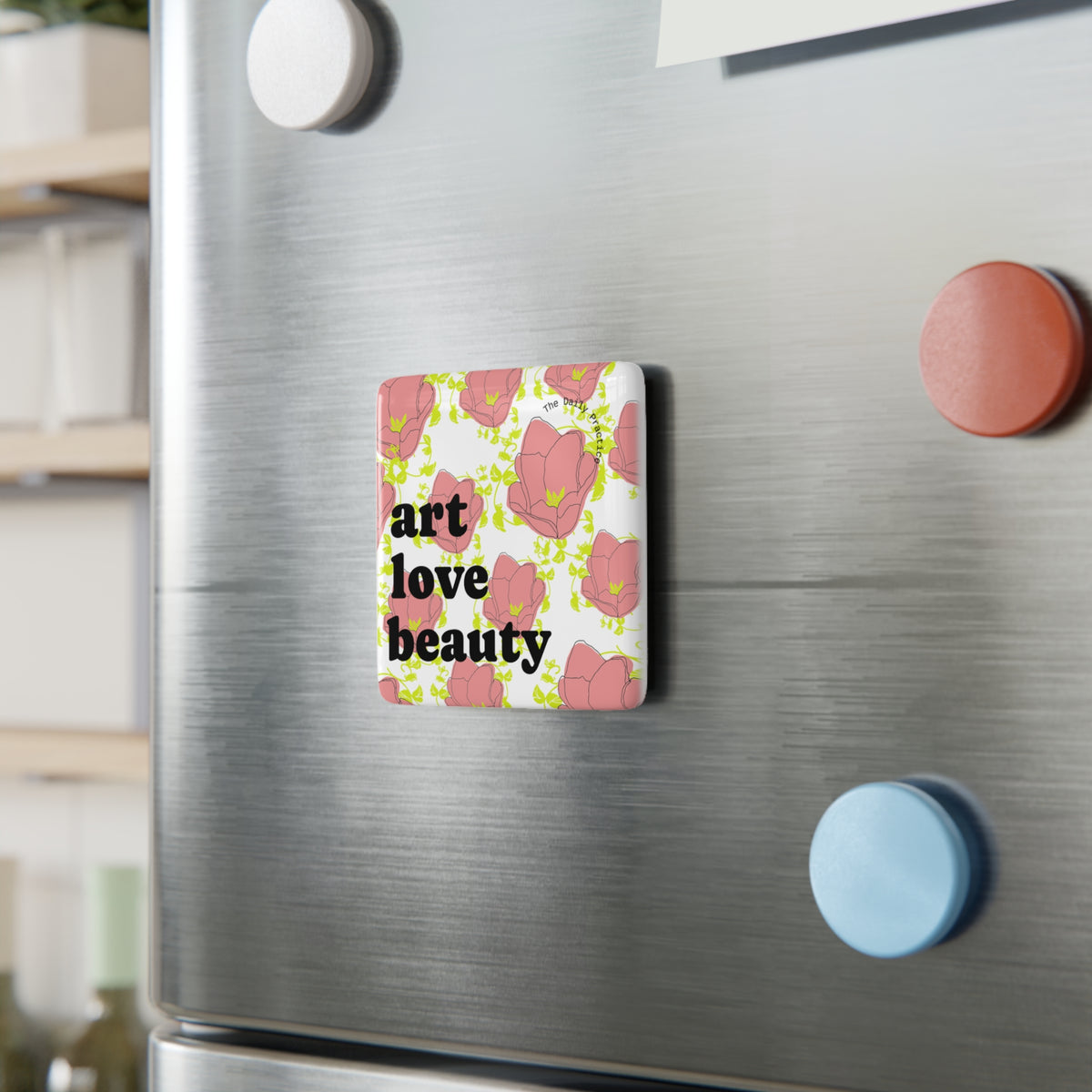 Art Love Beauty Porcelain Magnet — Floral Square Decorative Fridge Magnet