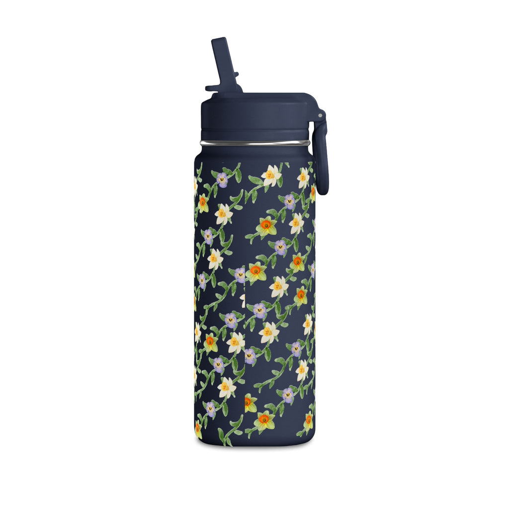 20oz Floral Water Bottle – Mini Straw Hydration Bottle with Dainty Yellow Blossoms