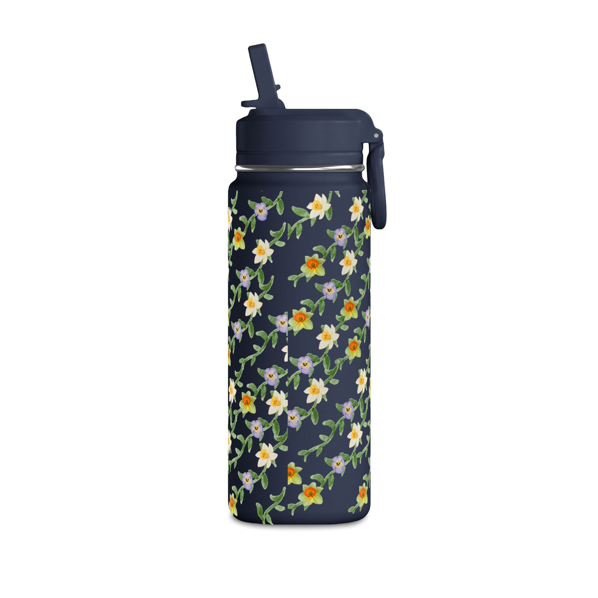 20oz Floral Water Bottle – Mini Straw Hydration Bottle with Dainty Yellow Blossoms