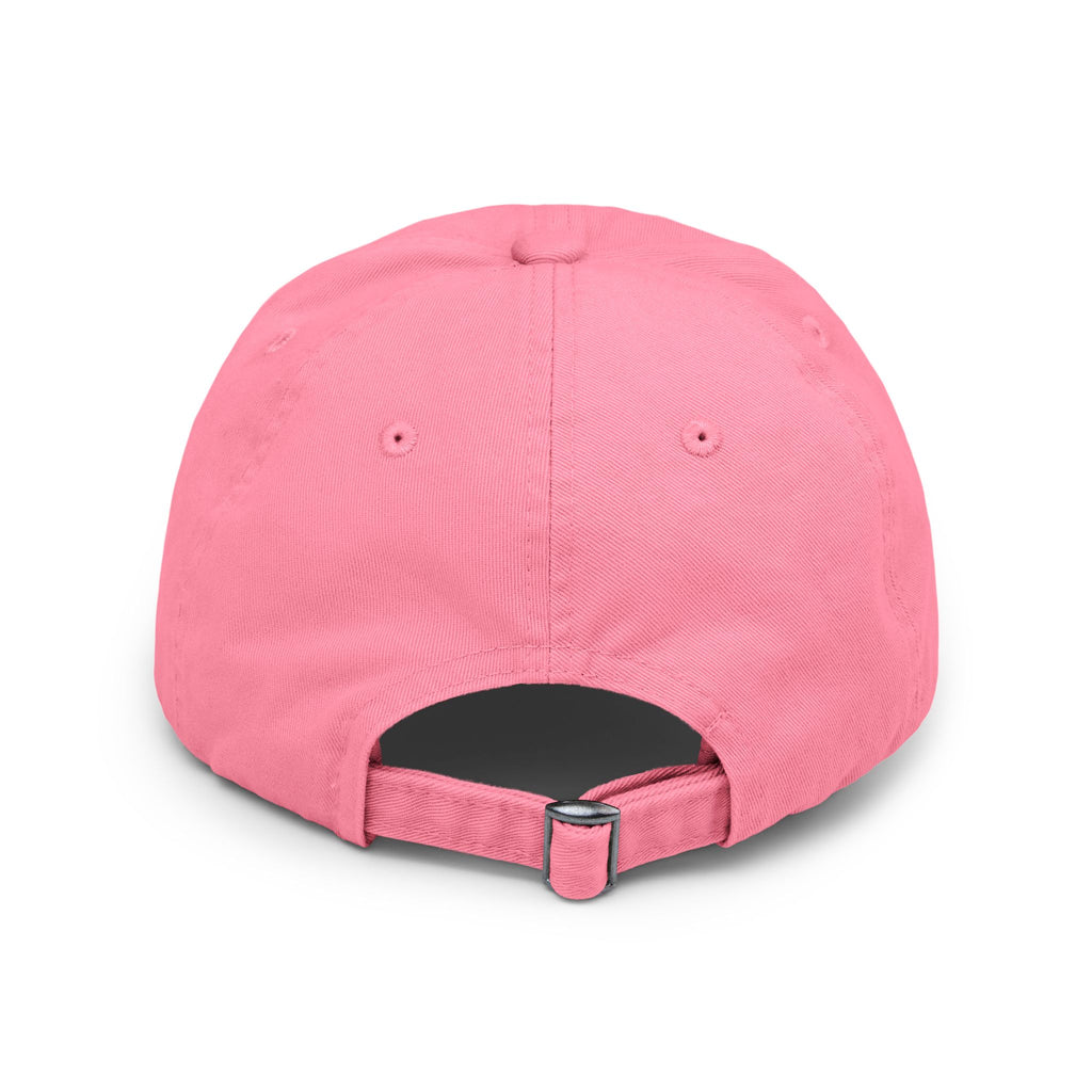 Distressed Black Cap with Red Leaf Patch — Floral Graphic Dad Hat