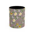 Floral Vine Accent Coffee Mug — Handpainted Daffodil & Violet Pattern (11/15oz)