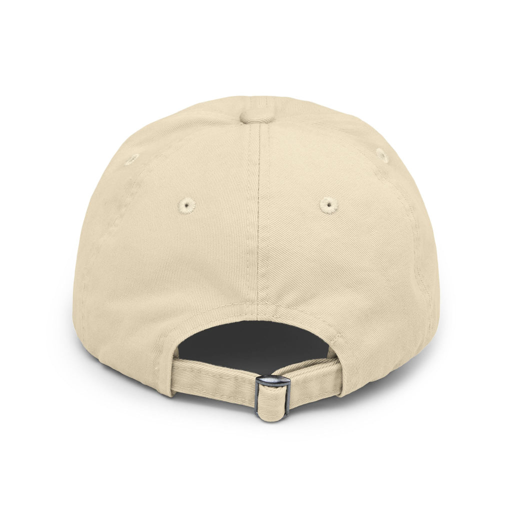 Distressed Black Cap with Red Leaf Patch — Floral Graphic Dad Hat