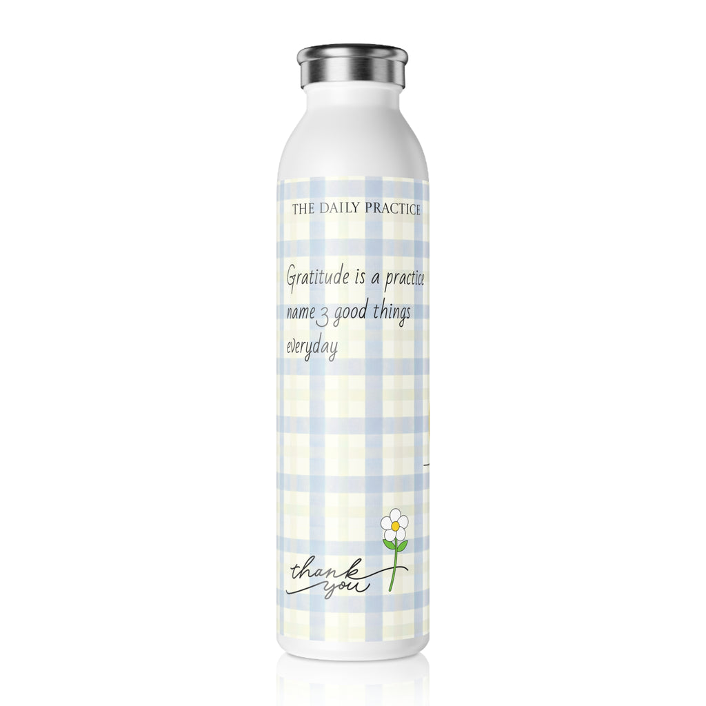 Slim Water Bottle — 'The Daily Practice: Gratitude' Plaid Stainless Bottle