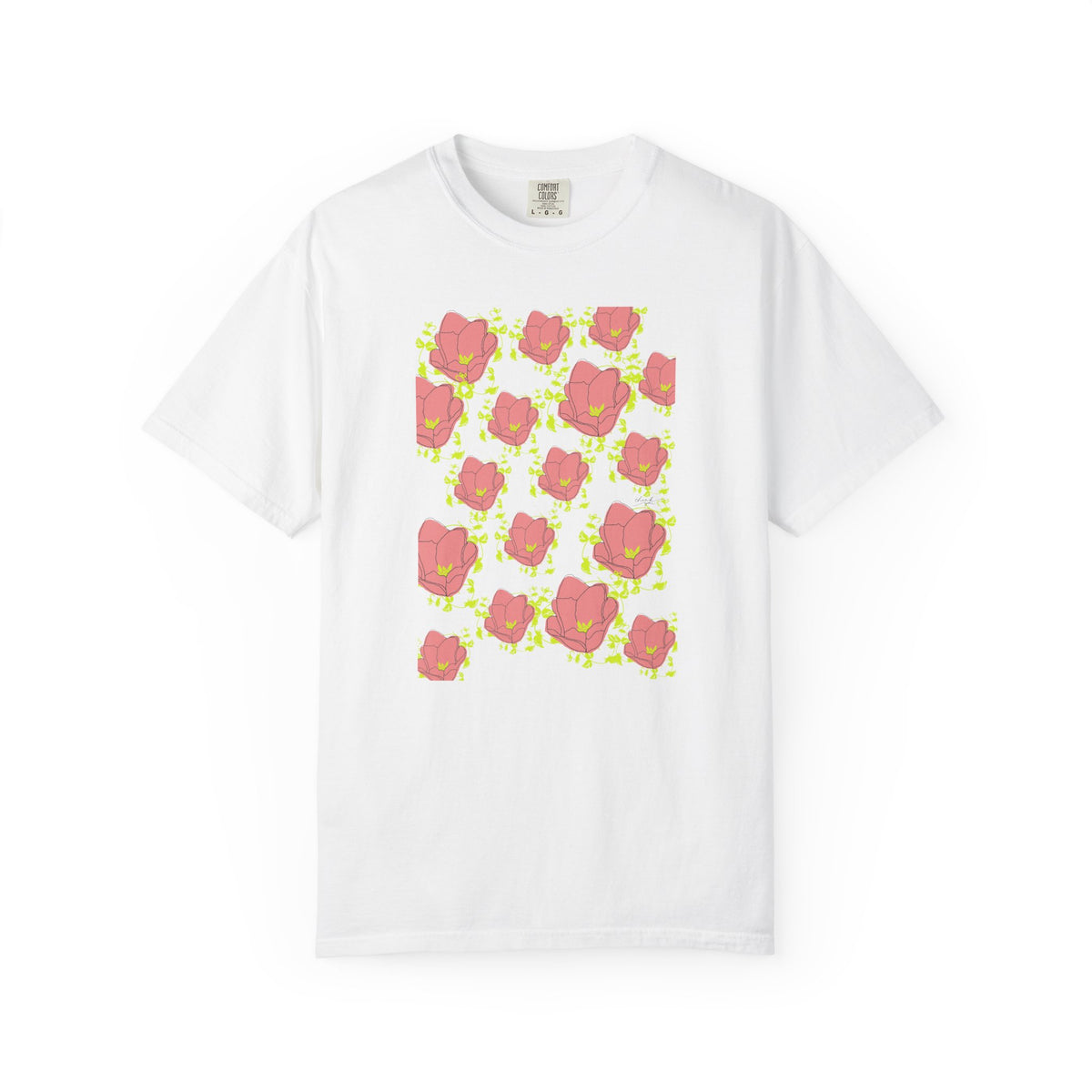 Floral Pop Pattern T-Shirt — Pink Poppy Repeat Graphic Tee