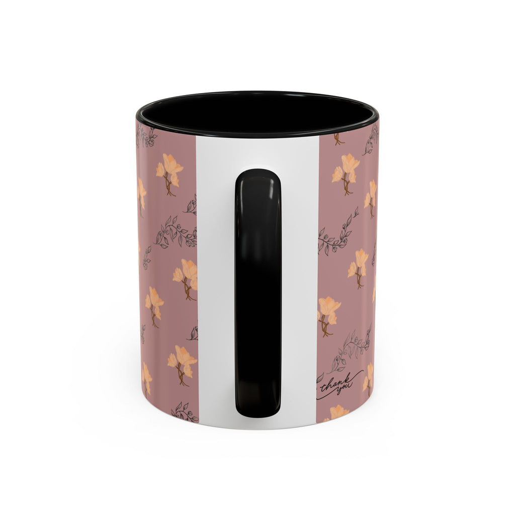 Pink Floral Accent Coffee Mug — Retro Bloom Pattern (11/15oz)