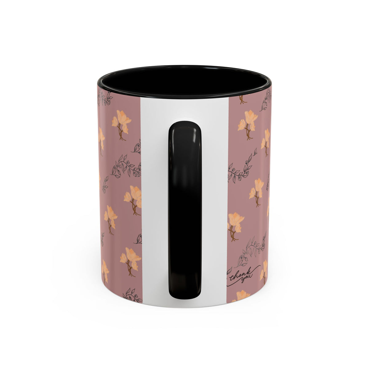 Pink Floral Accent Coffee Mug — Retro Bloom Pattern (11/15oz)