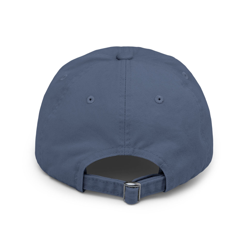 Distressed Black Cap with Red Leaf Patch — Floral Graphic Dad Hat