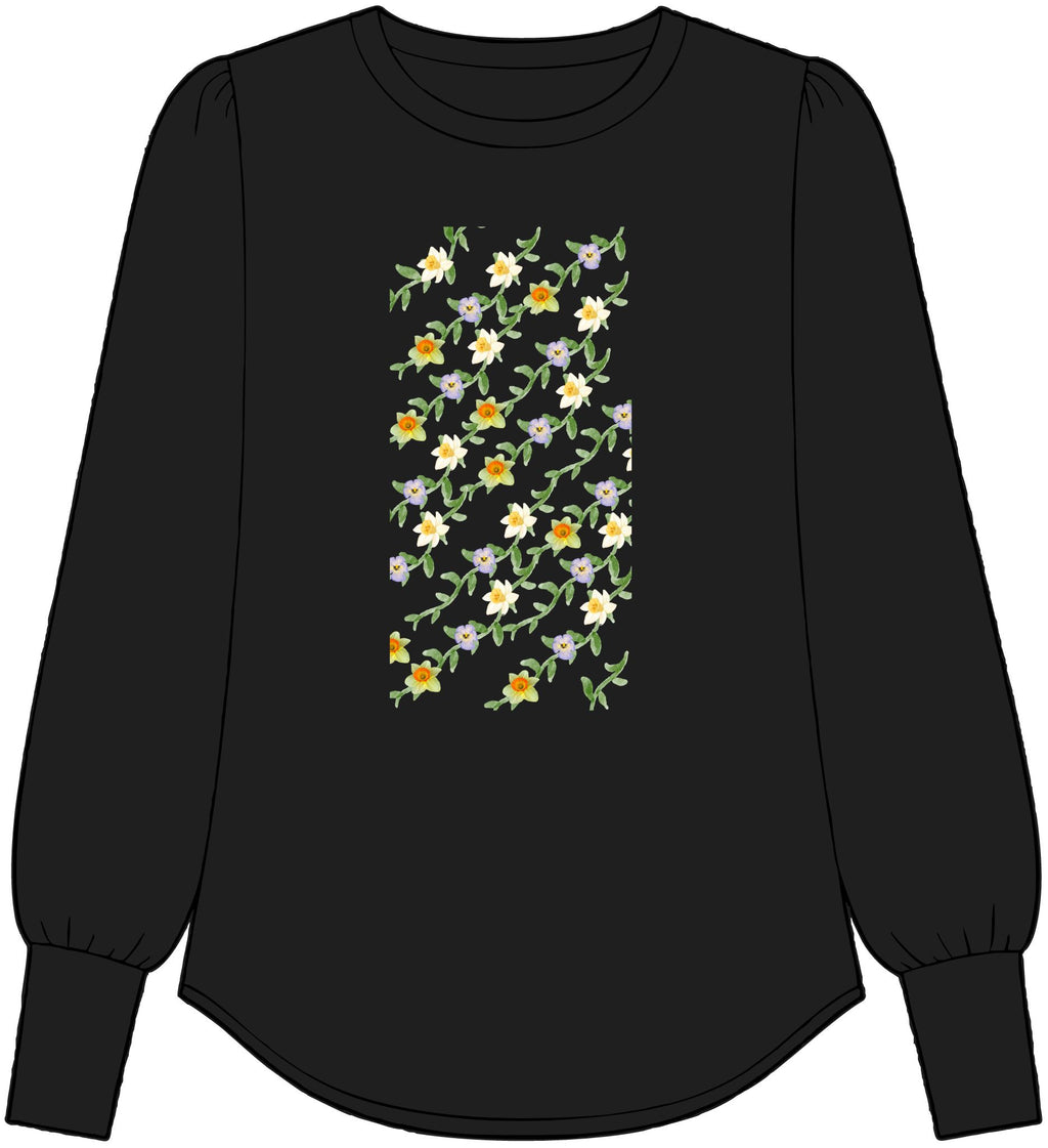 Women's Floral Vines Long Sleeve Top