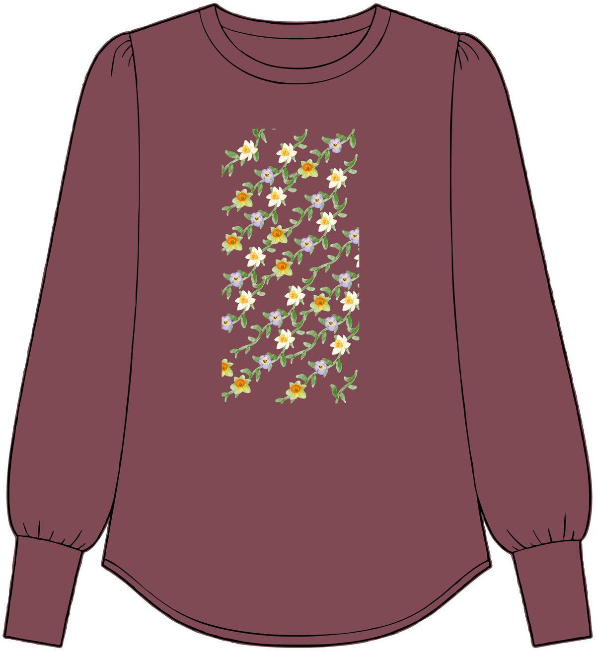 Women's Floral Vines Long Sleeve Top
