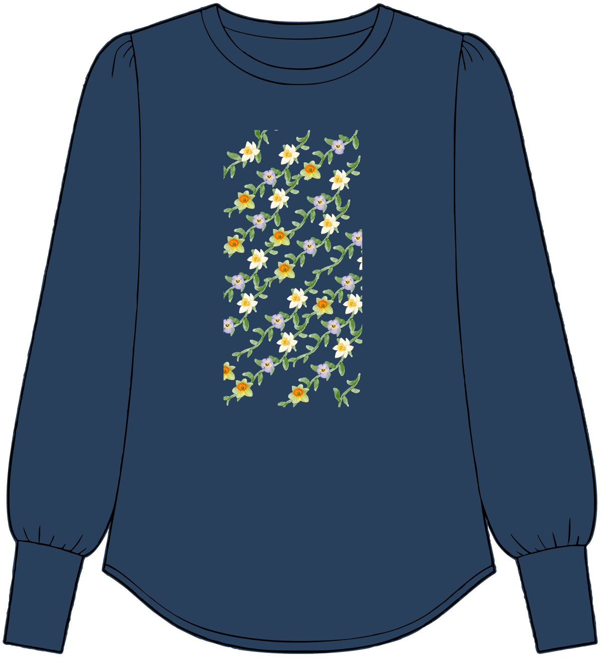 Women's Floral Vines Long Sleeve Top