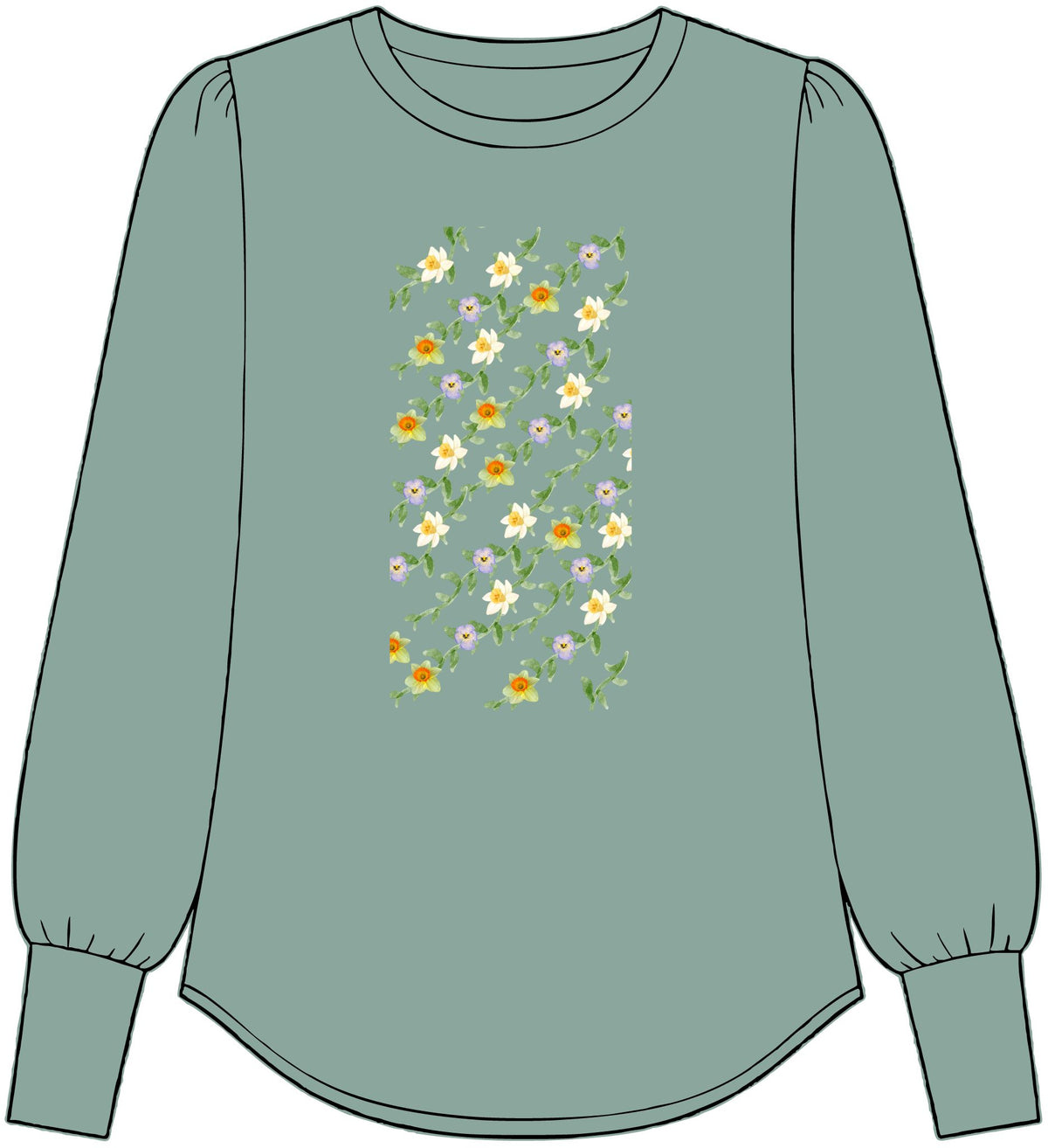 Women's Floral Vines Long Sleeve Top