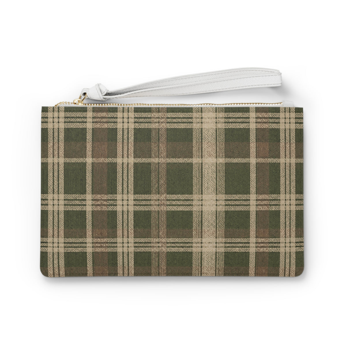 Plaid Clutch Bag — Olive Green Tartan Wristlet for Fall & Everyday