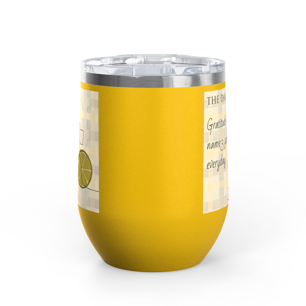 Gratitude Practice Wine Tumbler — 12oz Insulated Stainless Steel Cup ("Gratitude is a practice, name 3 good things everyday")