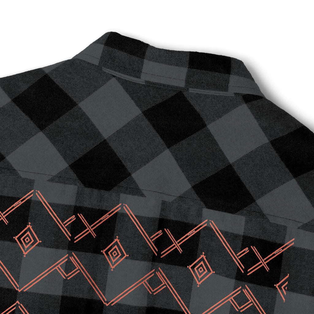 Plaid Flannel Shirt with Geometric Patchwork Back