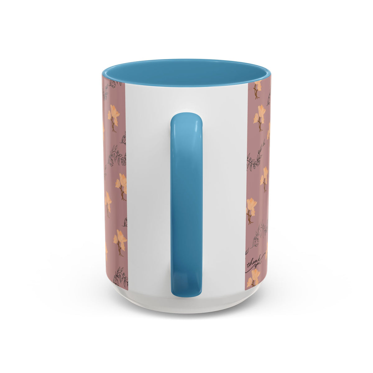 Pink Floral Accent Coffee Mug — Retro Bloom Pattern (11/15oz)