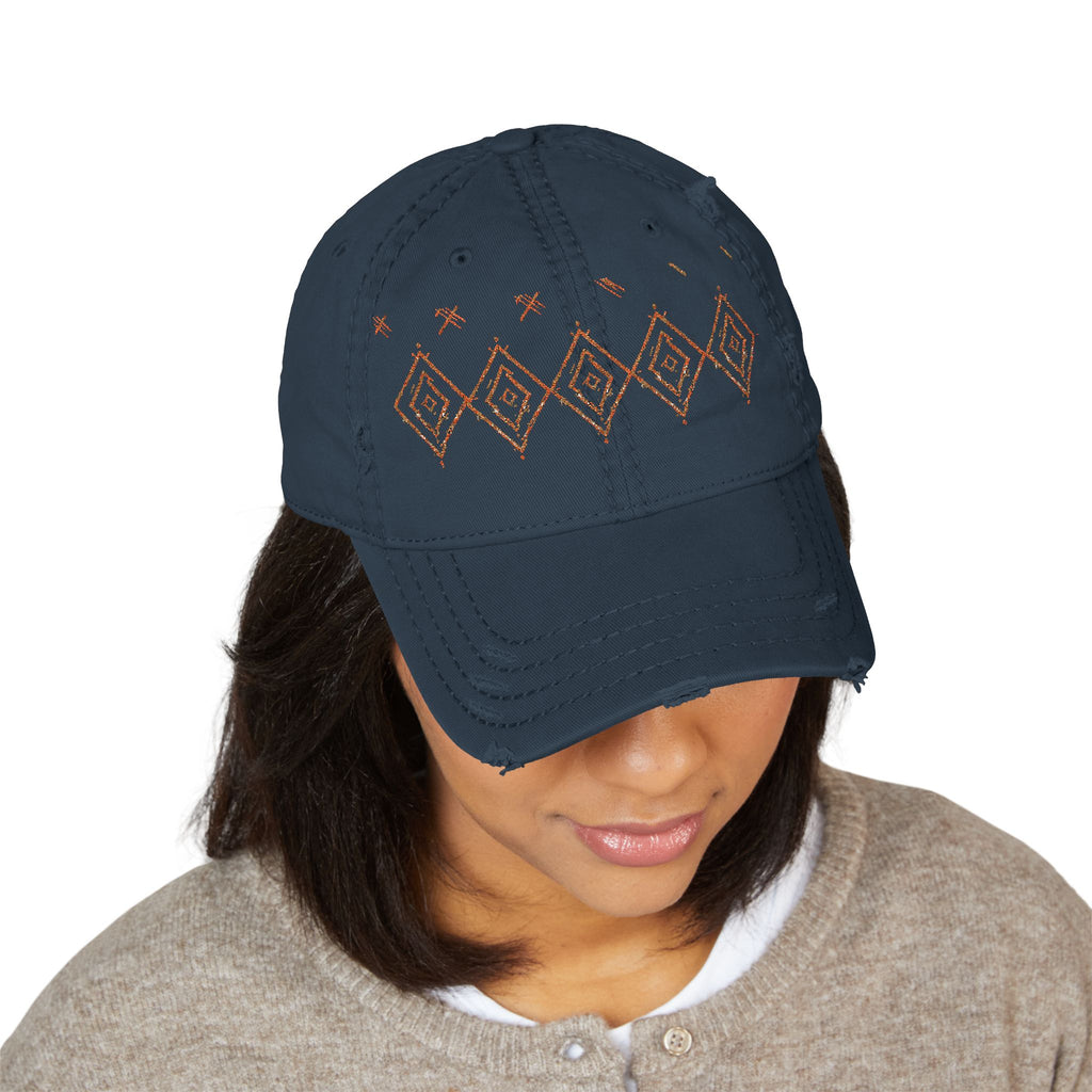 Embroidered Southwest Diamond Distressed Dad Hat