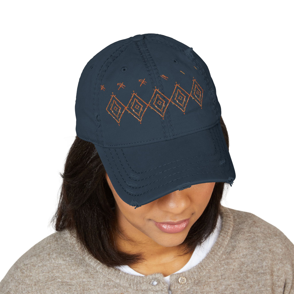 Embroidered Southwest Diamond Distressed Dad Hat