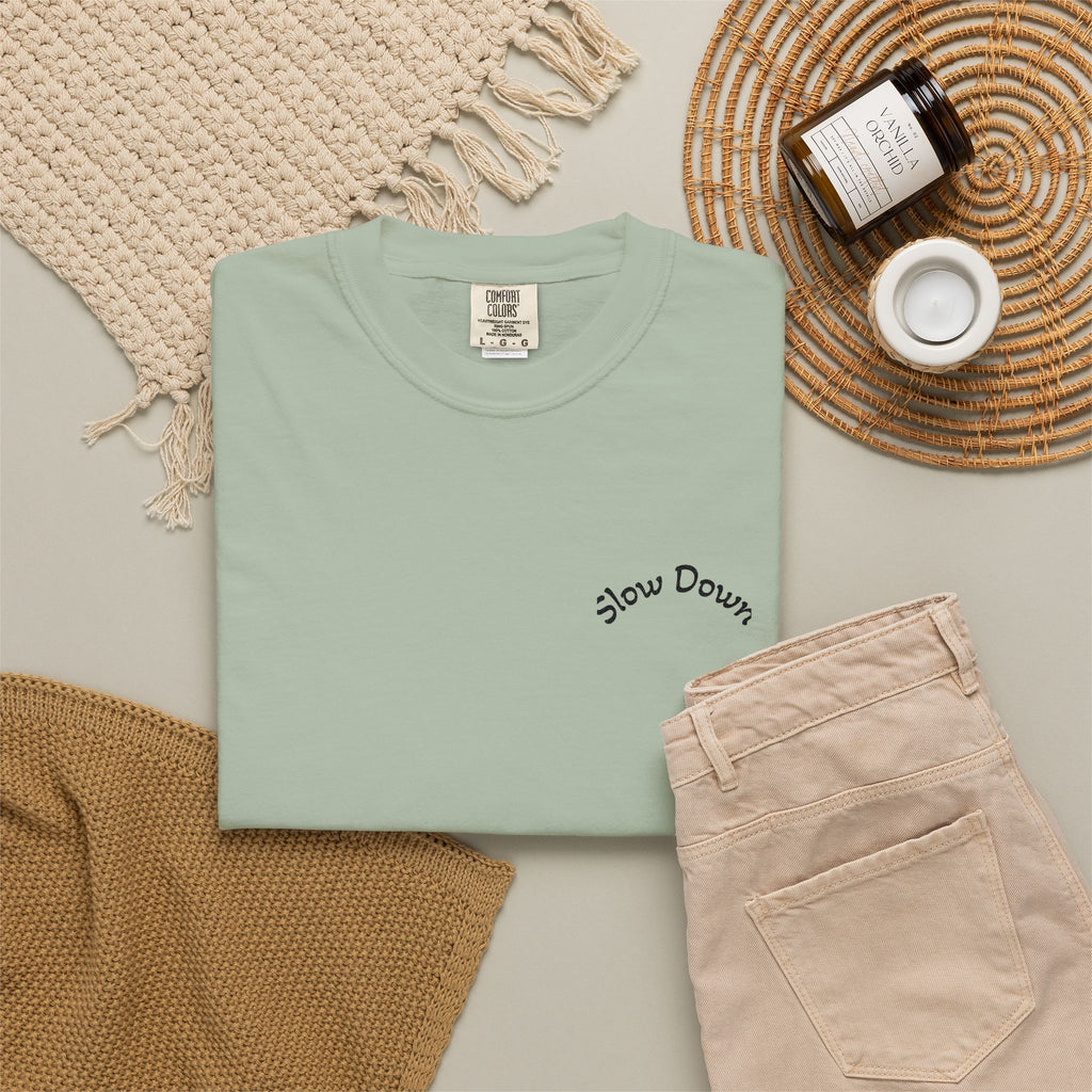 Gratitude Floral Tee — White Garment-Dyed T-Shirt