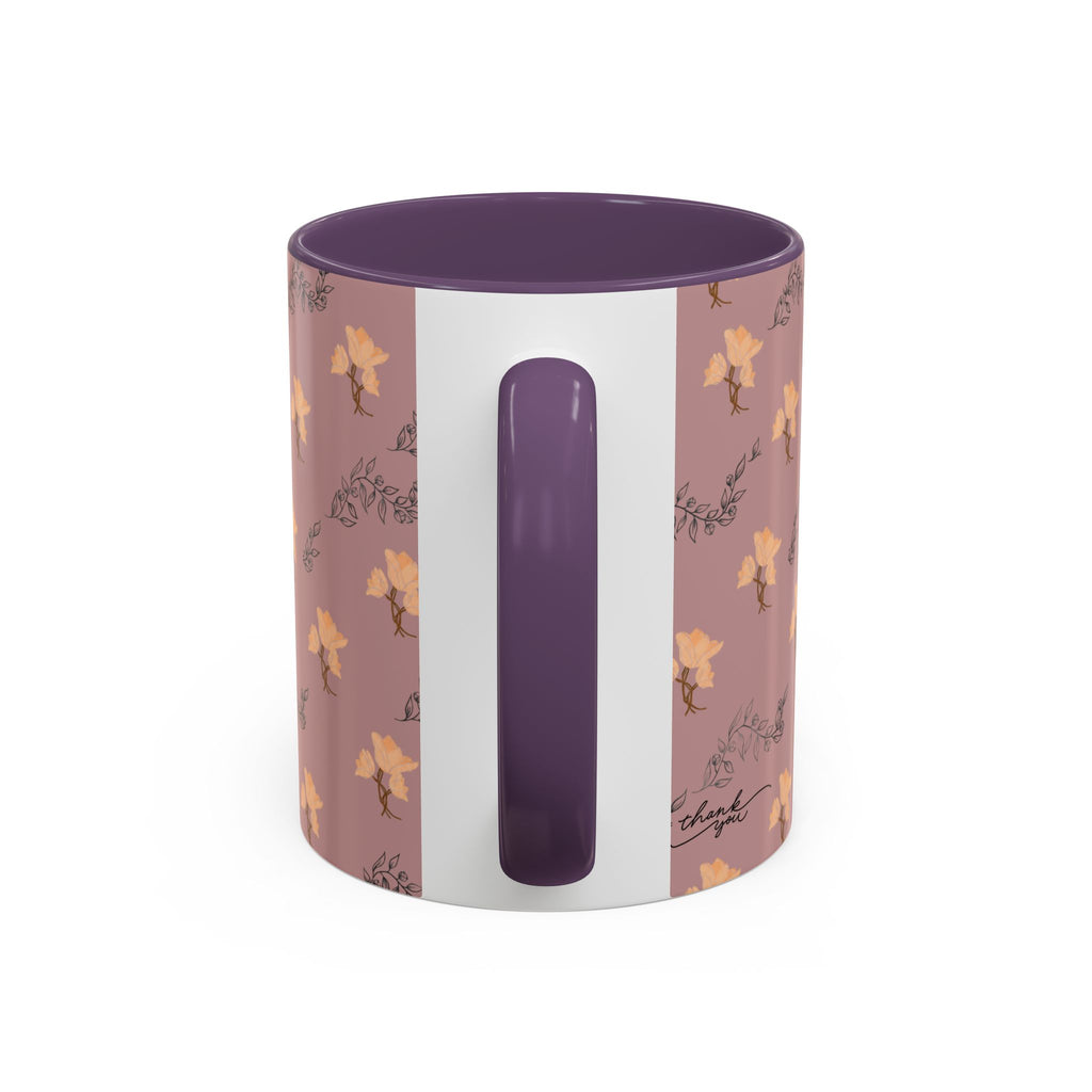 Pink Floral Accent Coffee Mug — Retro Bloom Pattern (11/15oz)