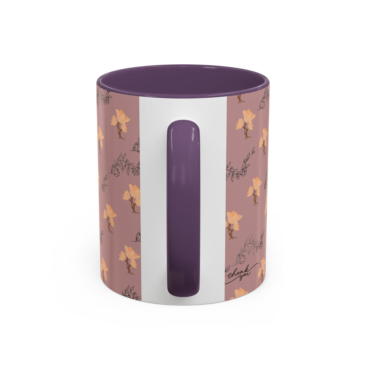 Pink Floral Accent Coffee Mug — Retro Bloom Pattern (11/15oz)