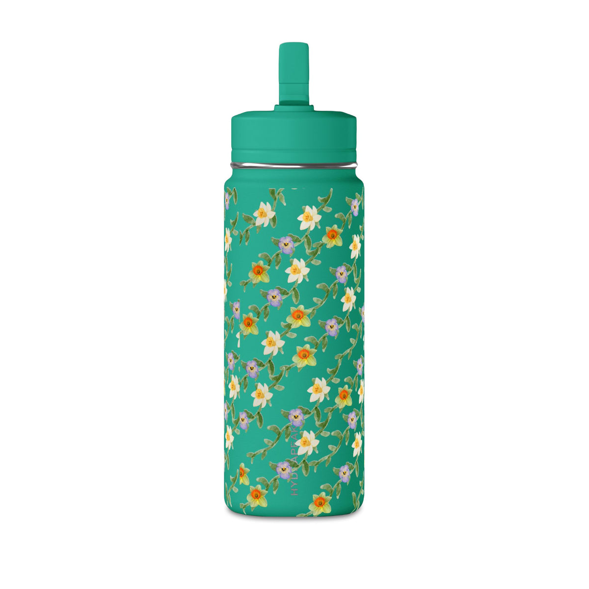 20oz Floral Water Bottle – Mini Straw Hydration Bottle with Dainty Yellow Blossoms