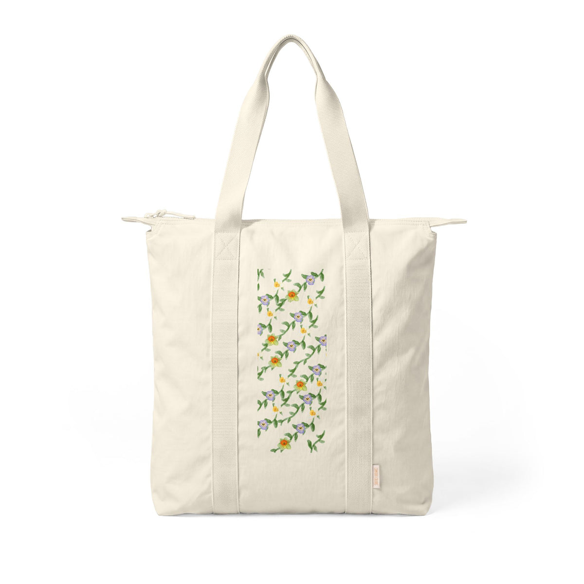 Tote Bag — Vertical Daffodil Floral Print Nomad Carry-All