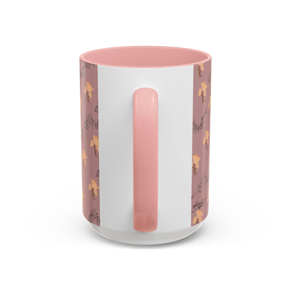 Pink Floral Accent Coffee Mug — Retro Bloom Pattern (11/15oz)