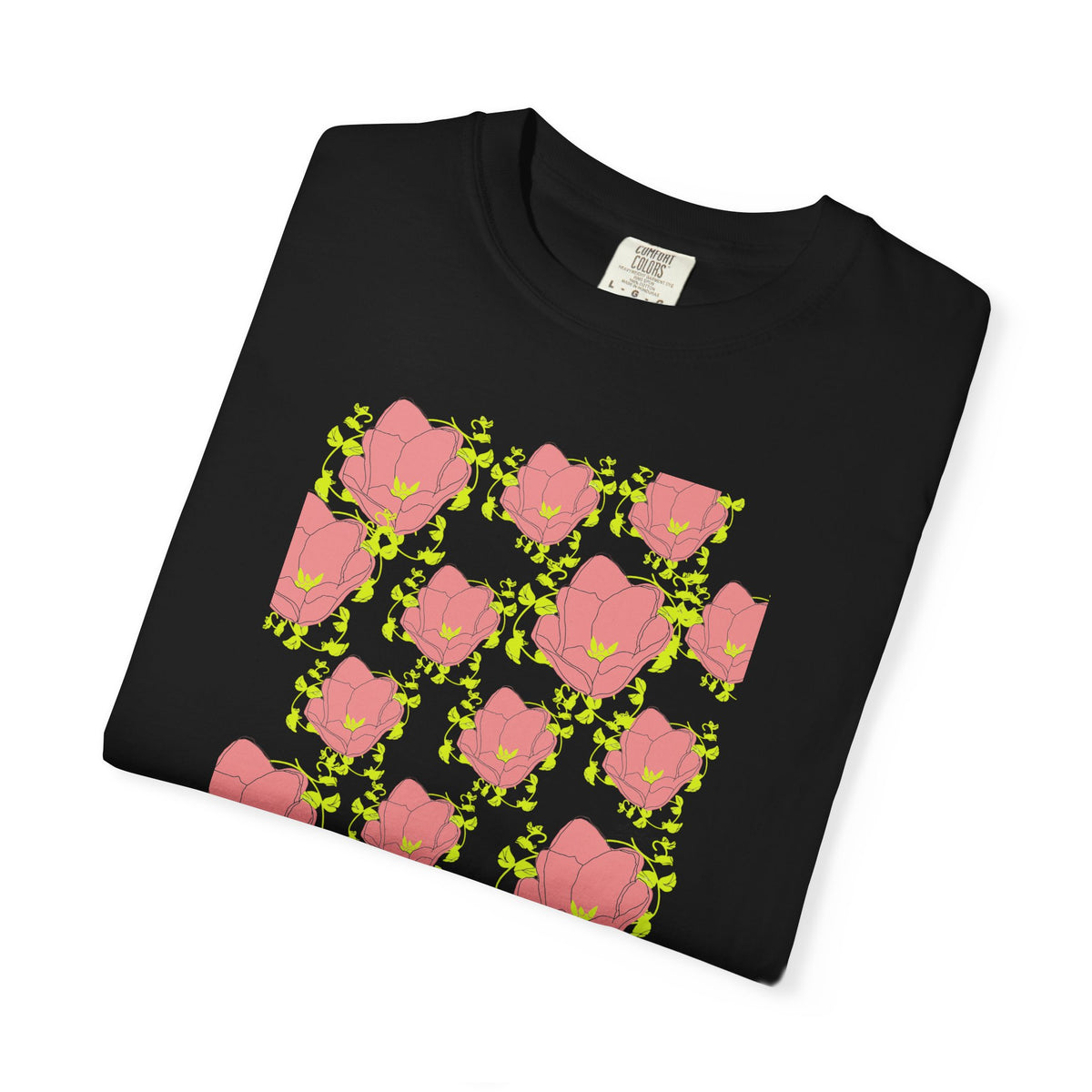 Floral Pop Pattern T-Shirt — Pink Poppy Repeat Graphic Tee
