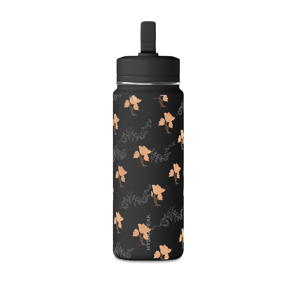 20oz Floral Water Bottle — Pink Poppy Pattern