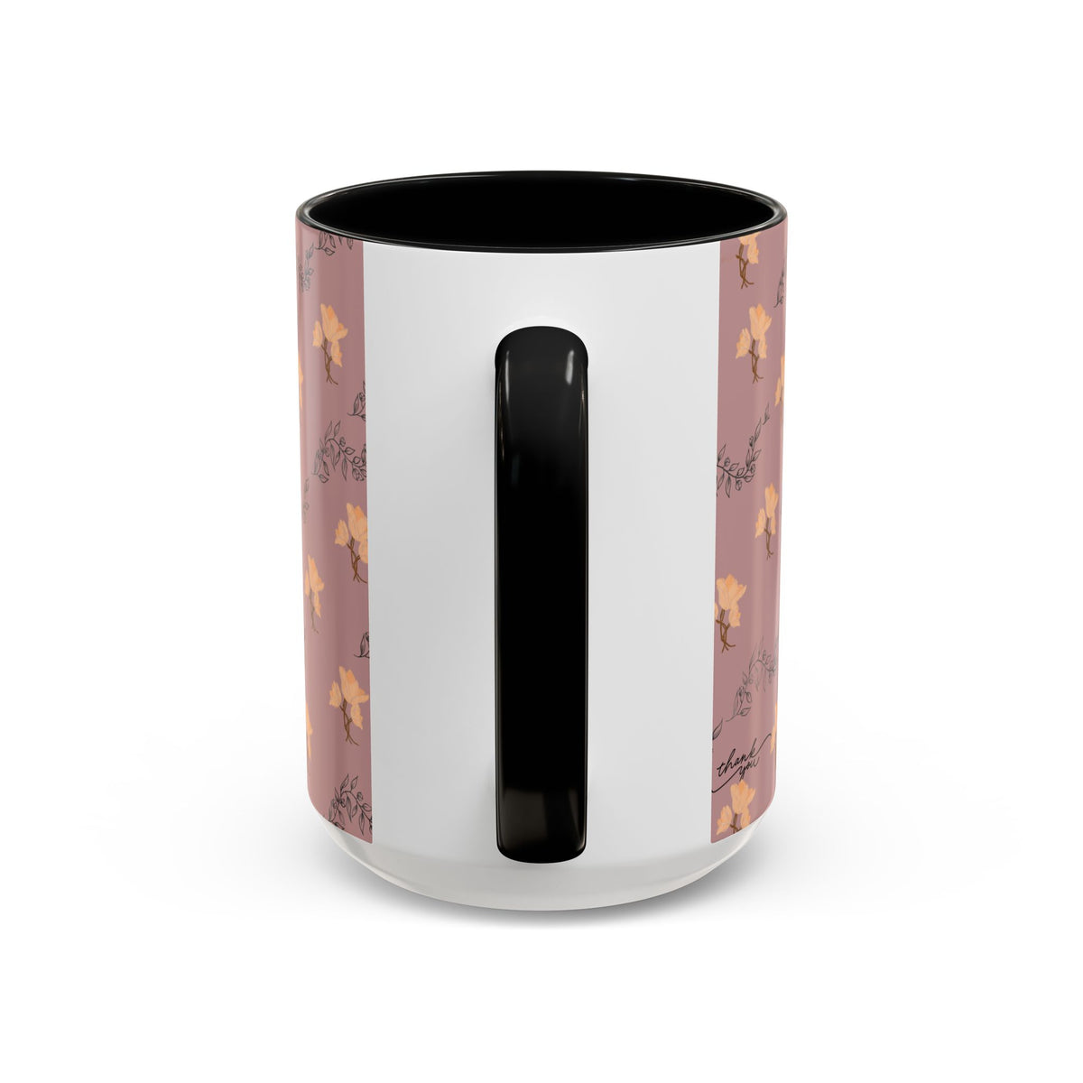 Pink Floral Accent Coffee Mug — Retro Bloom Pattern (11/15oz)