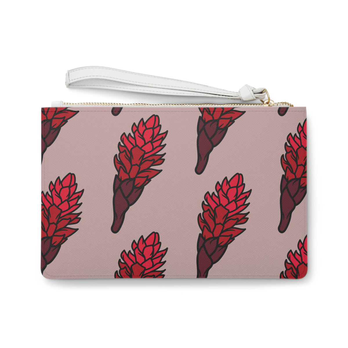 Red Ginger Floral Clutch Bag — Tropical Botanical Wristlet for Vacation & Gifts