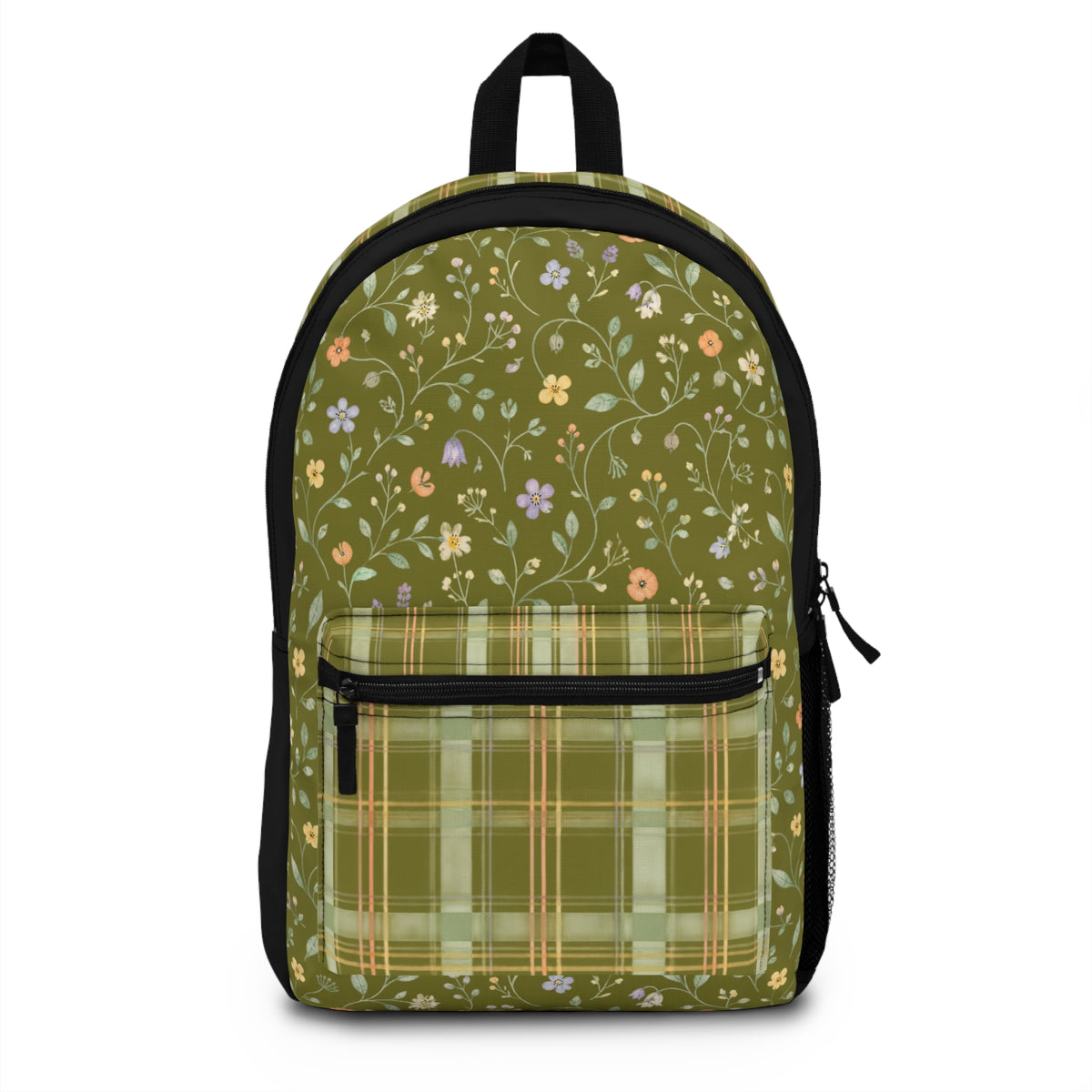Floral Vine Backpack – Watercolor Daffodil & Pansy School Bag