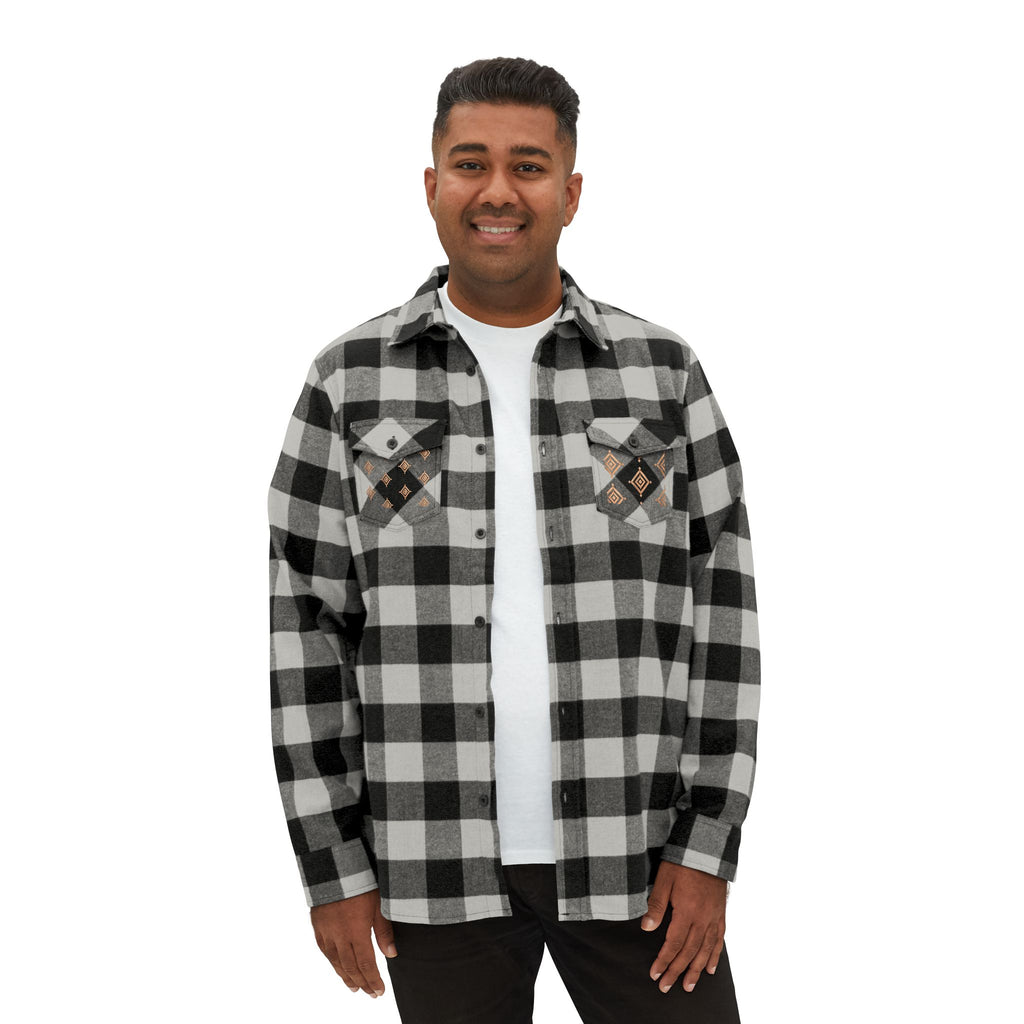 Plaid Flannel Shirt with Geometric Patchwork Back
