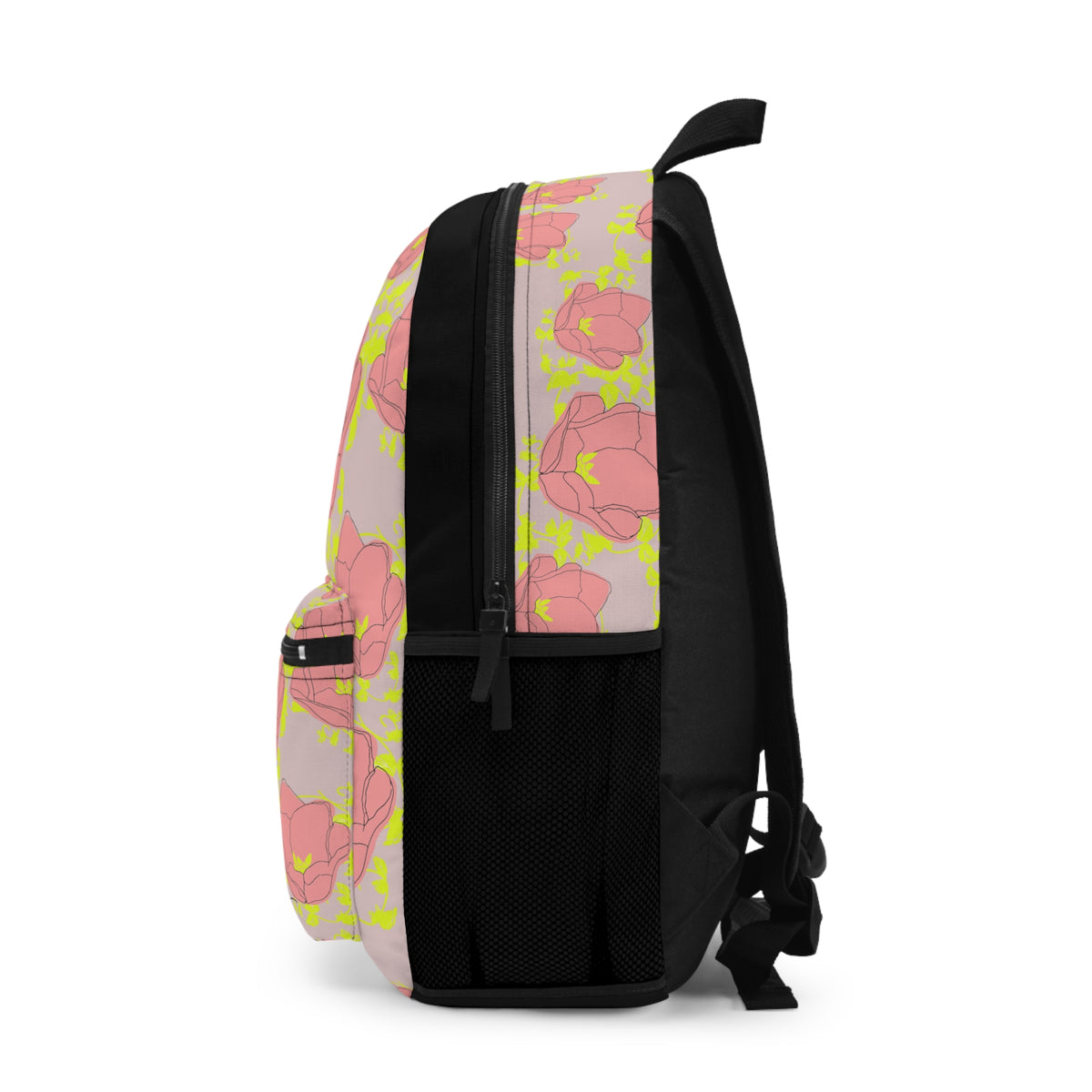 Floral 'Thank You' Backpack – Pink Tulip Pattern, Cute Spring Daypack